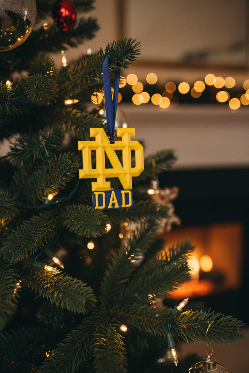 ND Monogram "Dad" Ornament