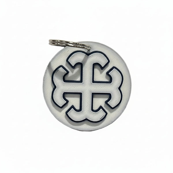 White Saint Mary’s Cross Round Keychain (5 pack)
