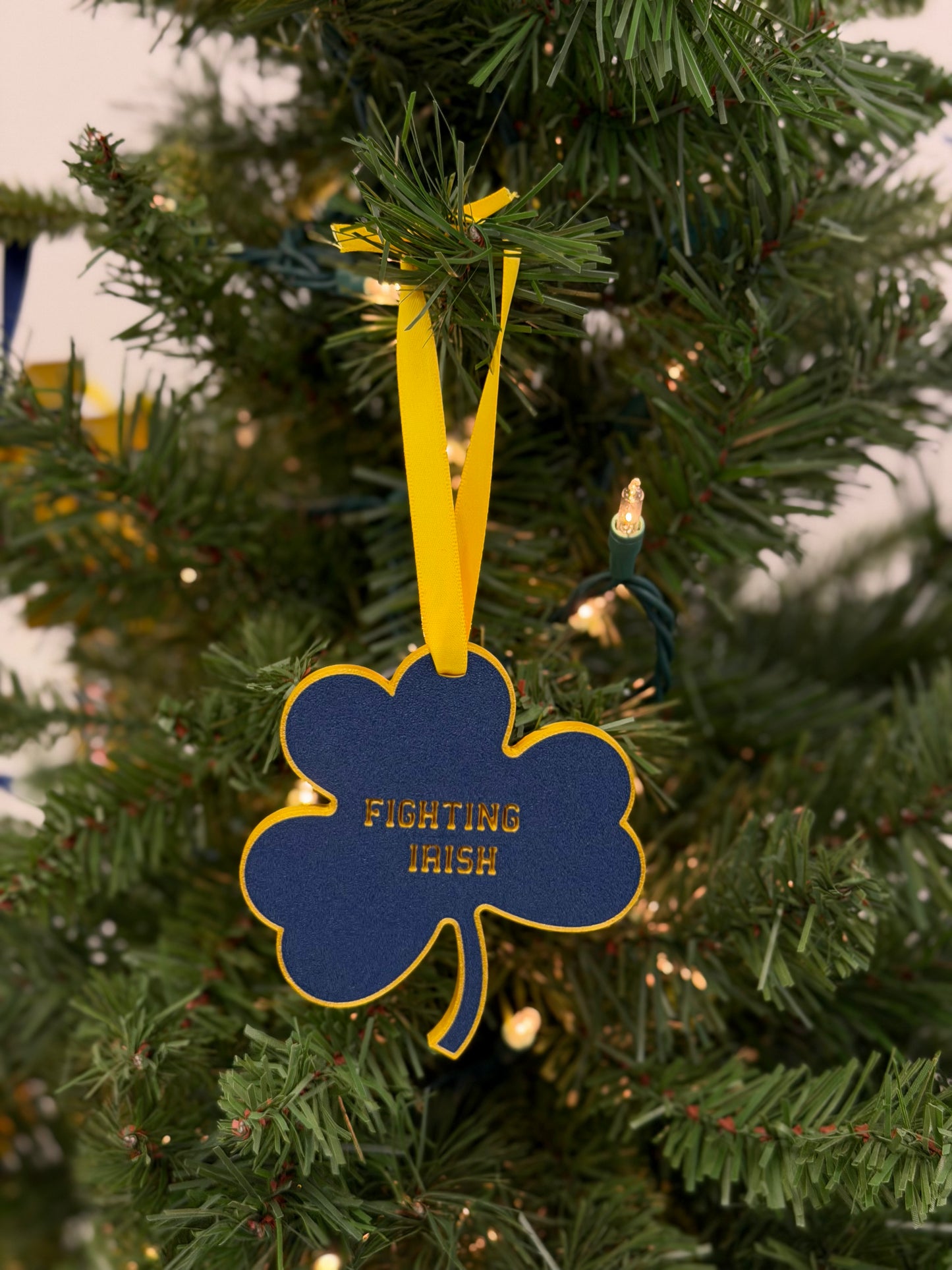Blue & Gold ND Shamrock Ornament