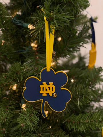 Blue & Gold ND Shamrock Ornament