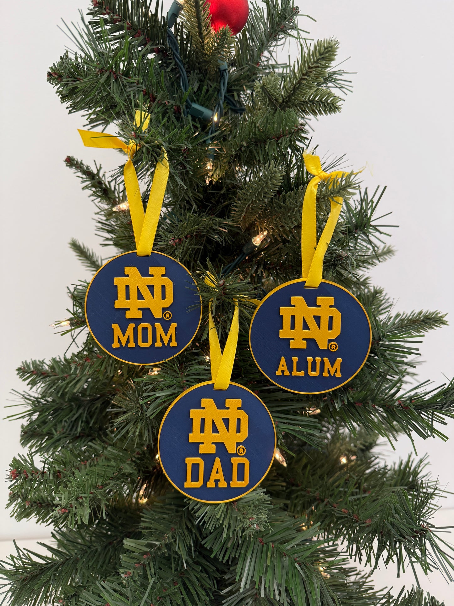 ND Ornament Set x3 Alumni/Mom/Dad (Round Style)