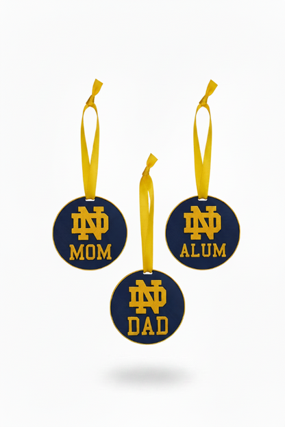 ND Ornament Set x3 Alumni/Mom/Dad (Round Style)