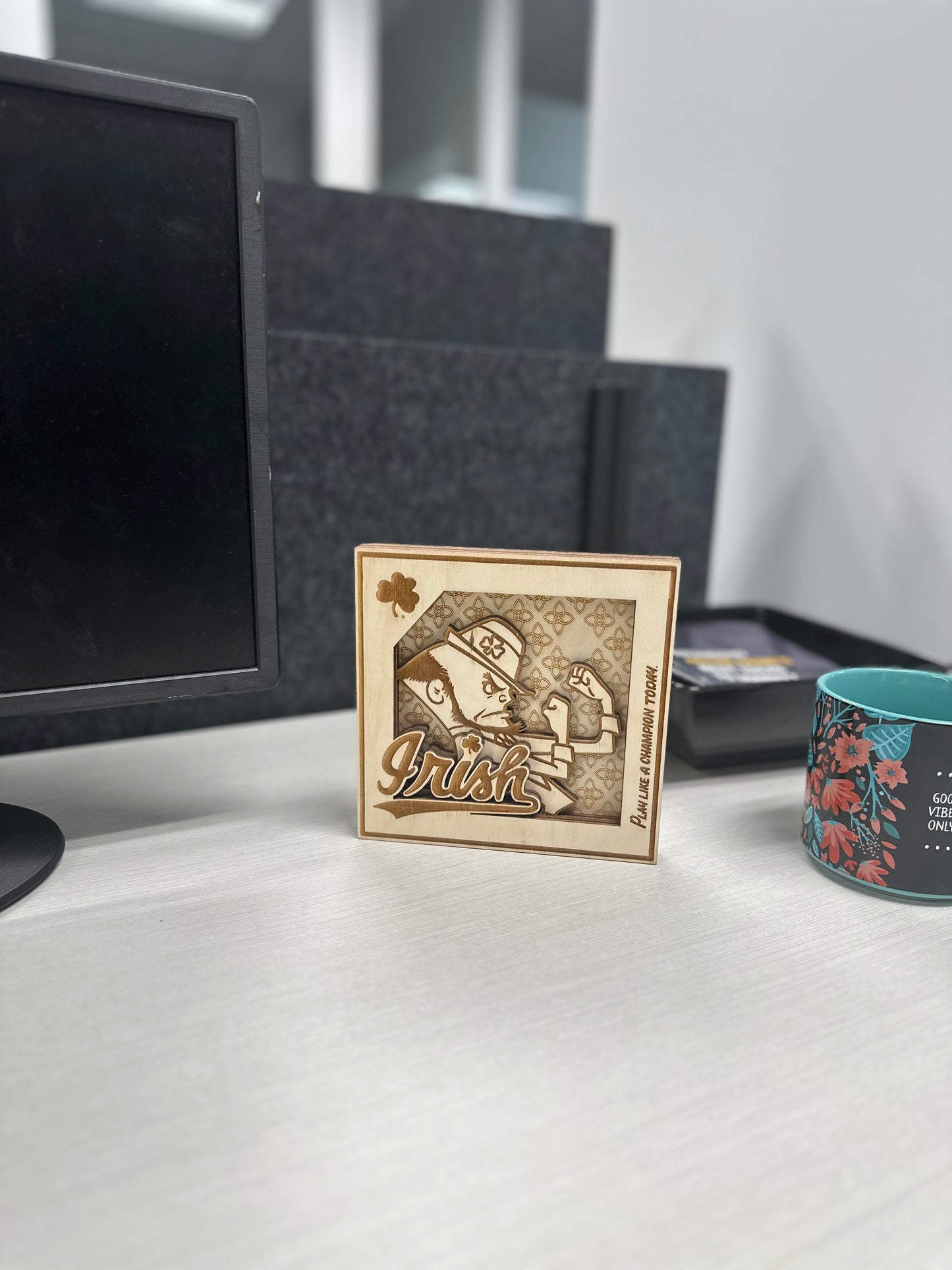 “Notre Dame” Wooden Desk Plaque (5" x 5")