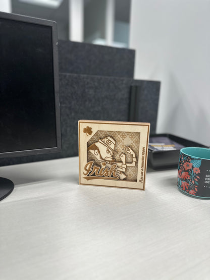 “Notre Dame” Wooden Desk Plaque (5" x 5")
