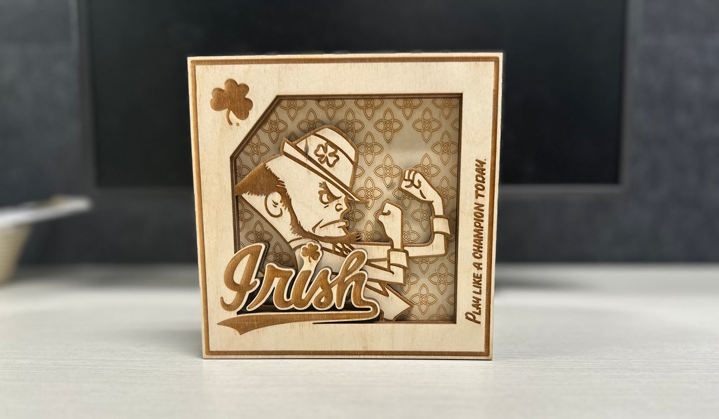 “Notre Dame” Wooden Desk Plaque (5" x 5")