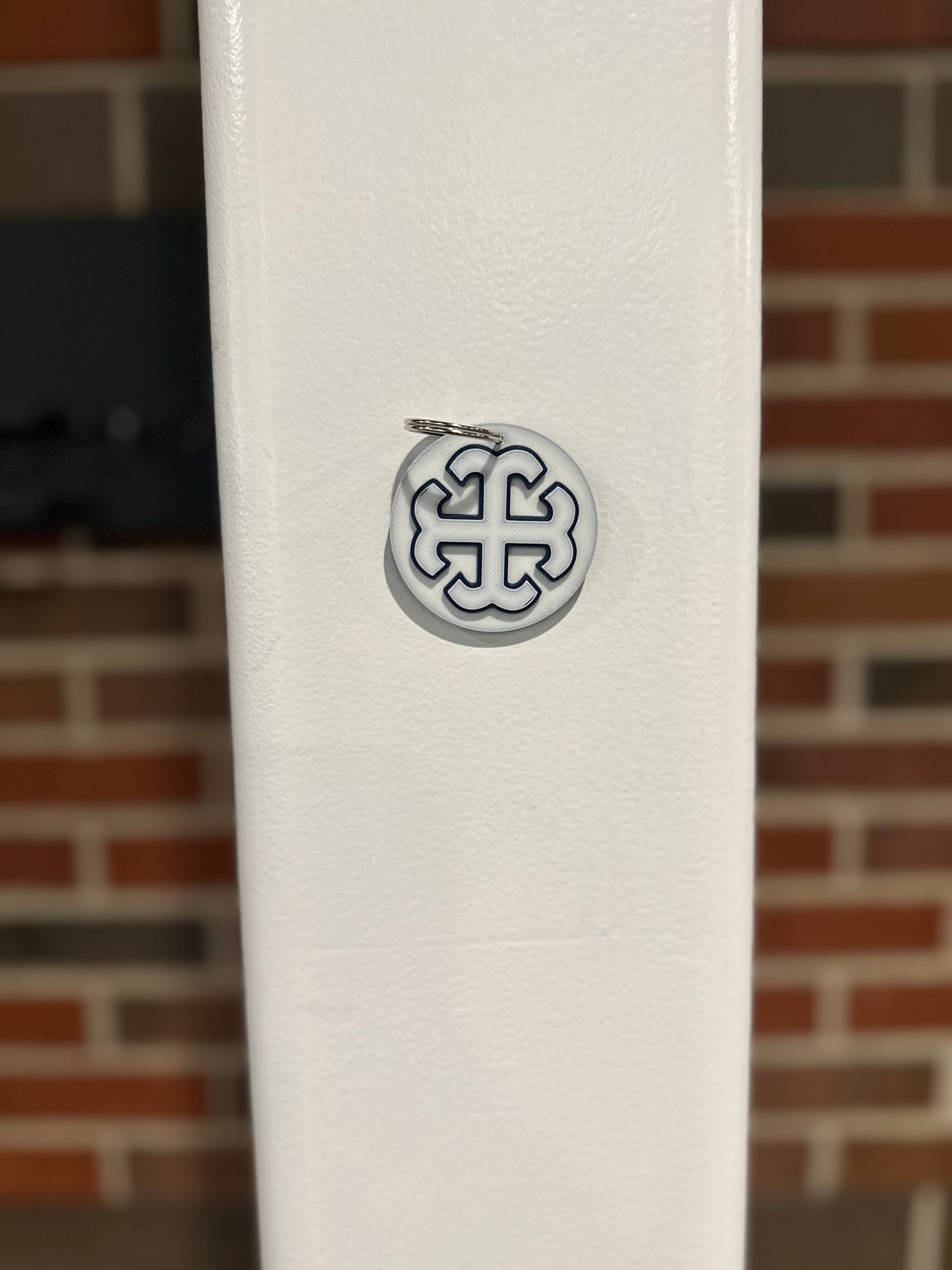 White Saint Mary’s Cross Round Keychain