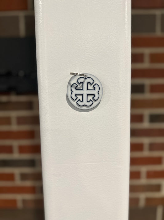 White Saint Mary’s Cross Round Keychain