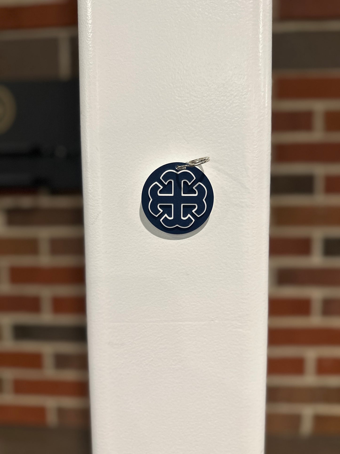 Navy Saint Mary's Cross Round Keychain
