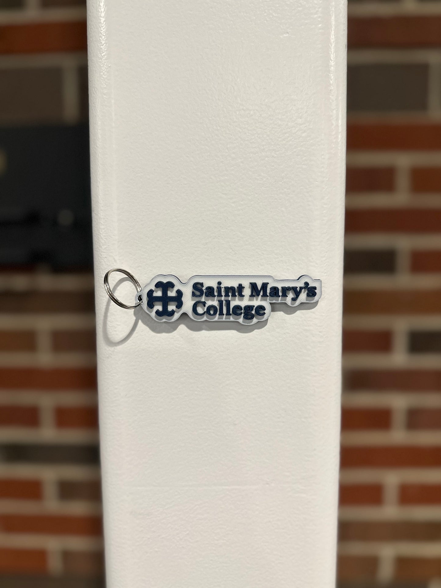 White Saint Mary's College Keychain