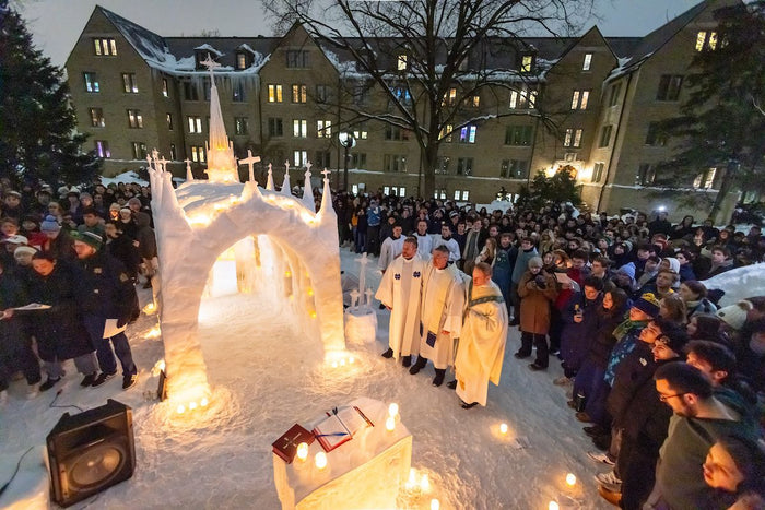 Ice chapel built by Martin Soros at Notre Dame